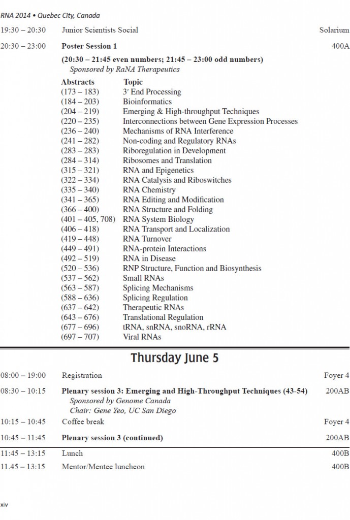 Conference Schedule RNA Society